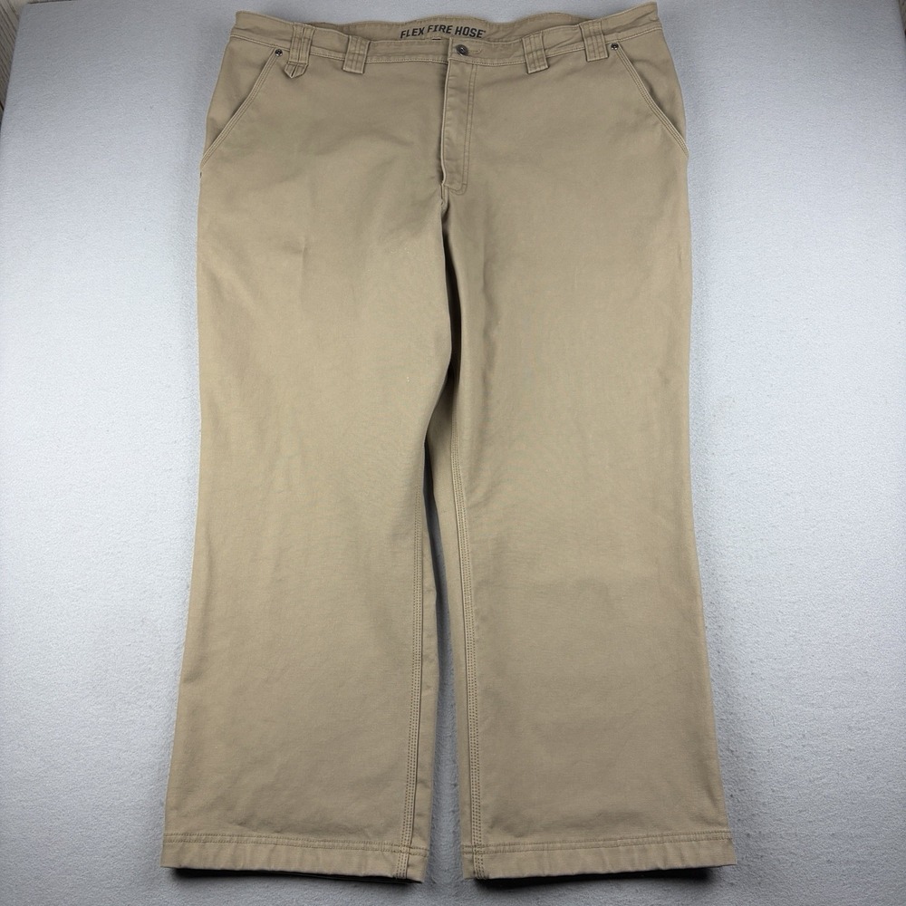 Duluth Trading Flex Fire Hose Fleece Lined Pants 48x30 (Fits 46x30) Tan